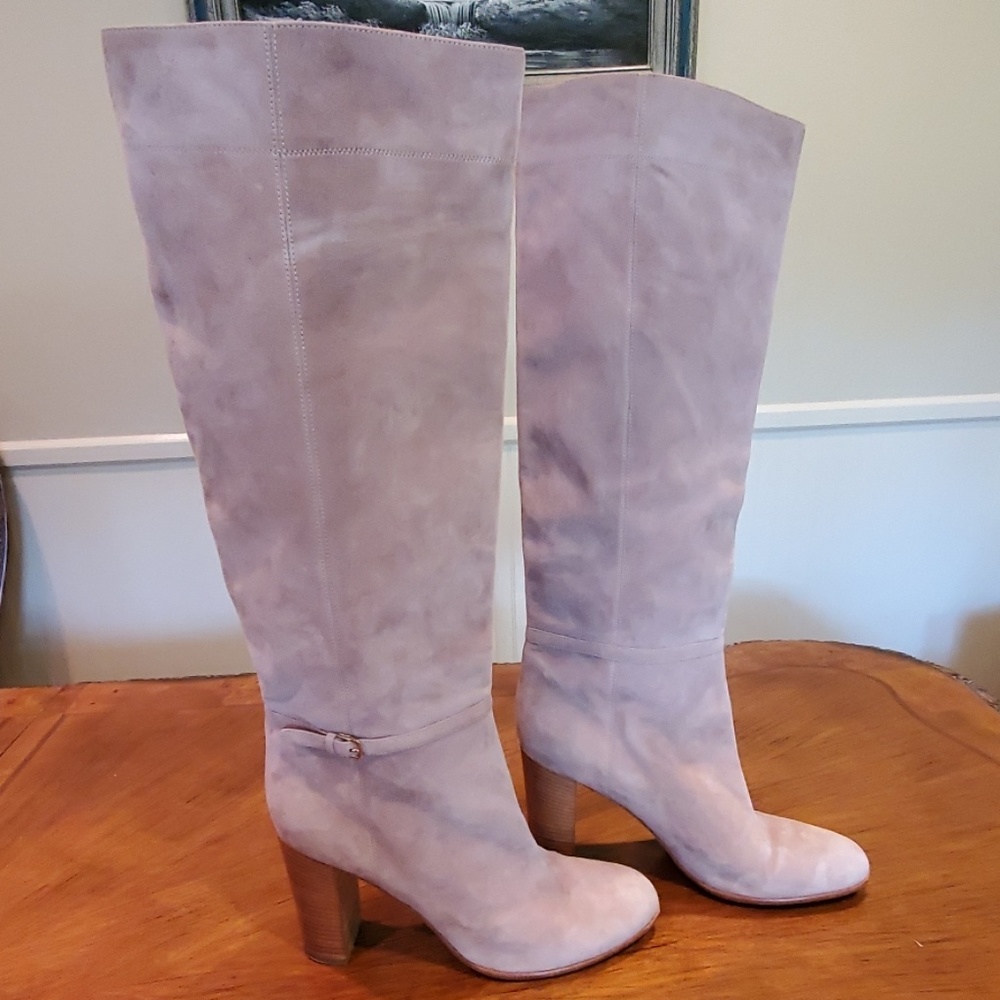 Sergio Rossi taupe Knee High suede boots